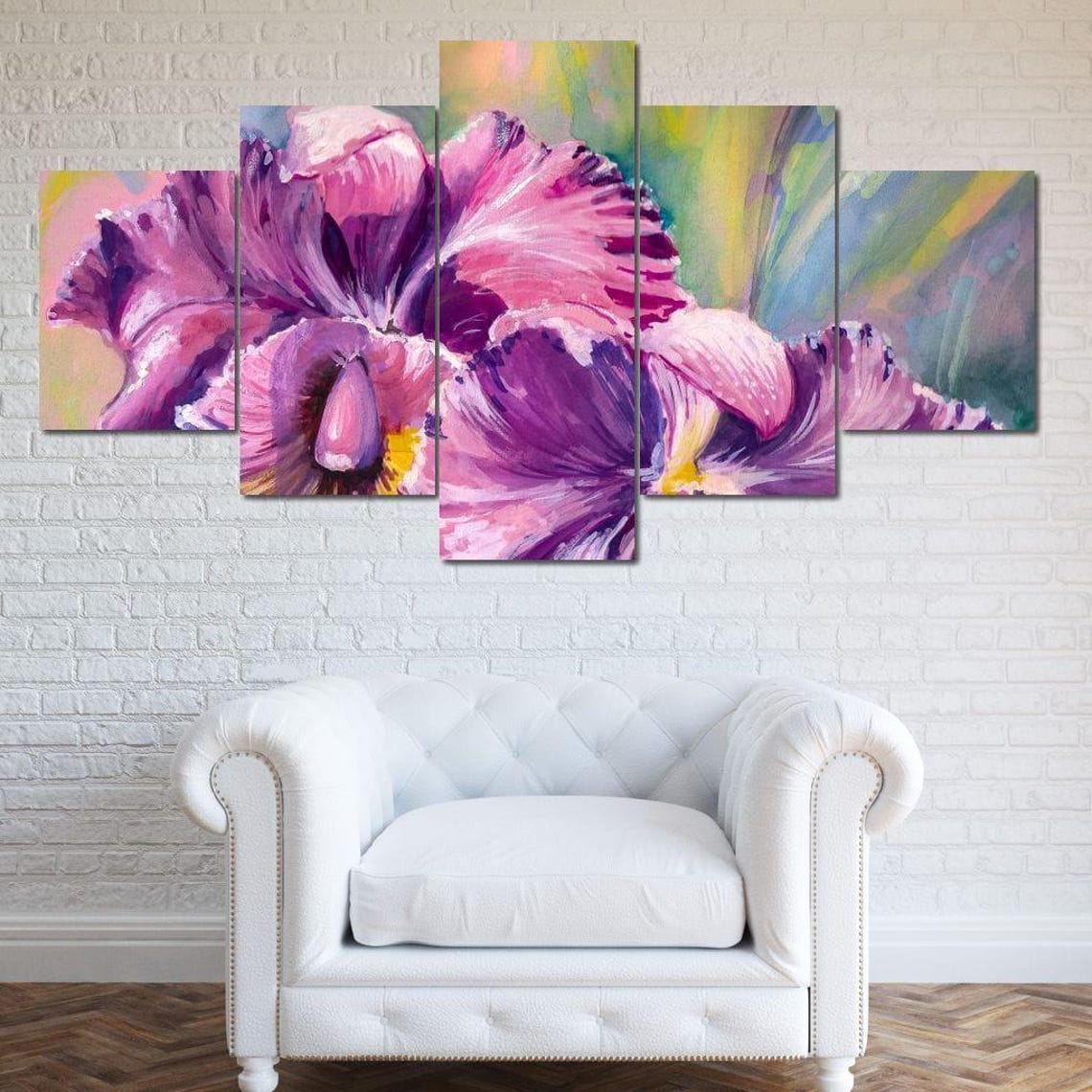 Purple Orchid Bloom Close Up Pastel Floral Botanical Art Poster - Image 4