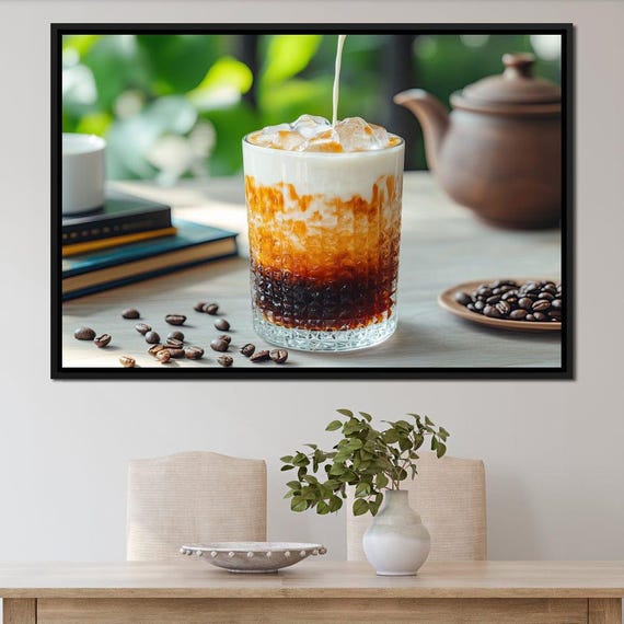 Iced Coffee Harmony Breeze Coffee Wall Art Cozy Home Decor Modern Kitchen Art Rustic Dining Room Aesthetic By Nichecanvas