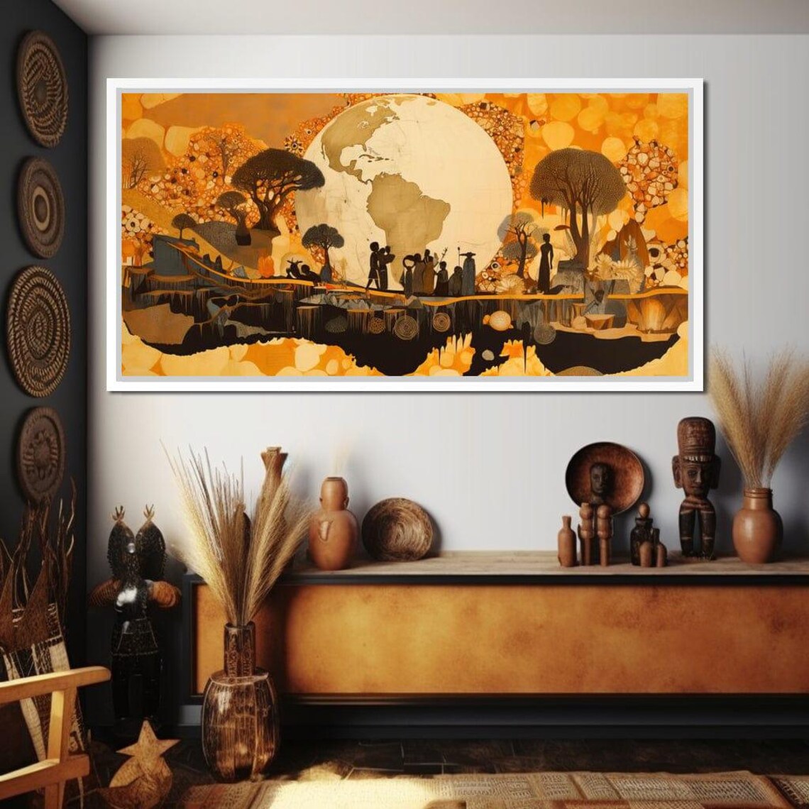 African Landscape Sakeem Gibbs Multi Panel Wall Art Warm Colors Brown Decor Yellow Tones Nature Scene By Nichecanvas - Image 3