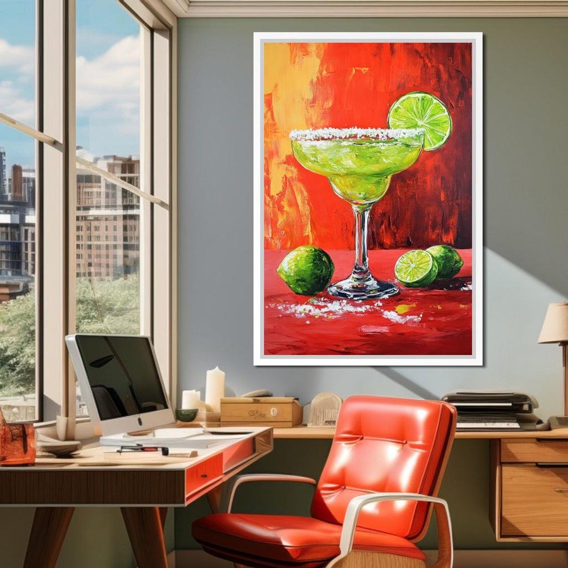 Margarita Cocktail Lime Salt Rim Vibrant Bar Kitchen Wall Art Print