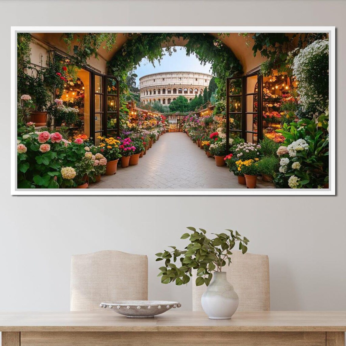 Rome Flower Market Colosseum View Italian Garden Floral Travel Poster - Image 2