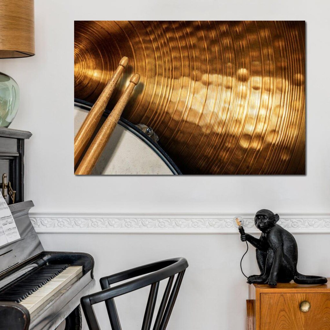 Golden Cymbal Drumsticks Close Up Percussion Music Photography Wall Poster - Image 4