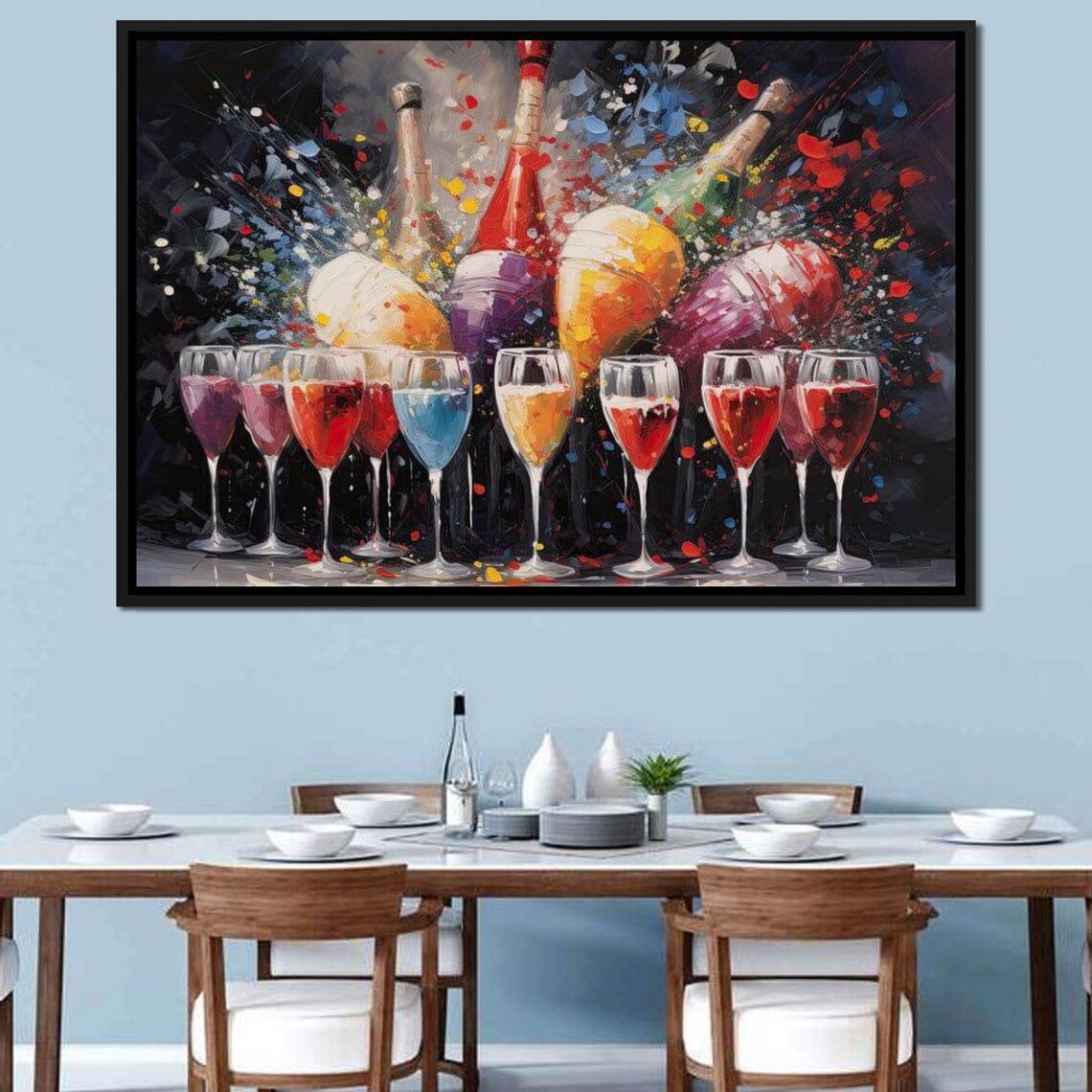 Colorful Wine Bottles Cocktail Glasses Celebration Party Bar Art Poster - Image 3