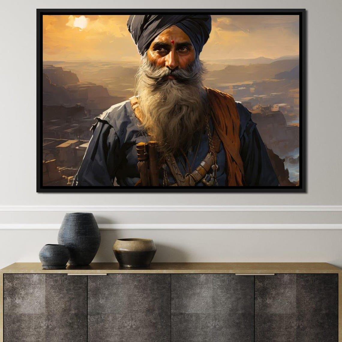 Sikh Warrior Historical Elder Turban Desert Fortress Art Poster - Image 4
