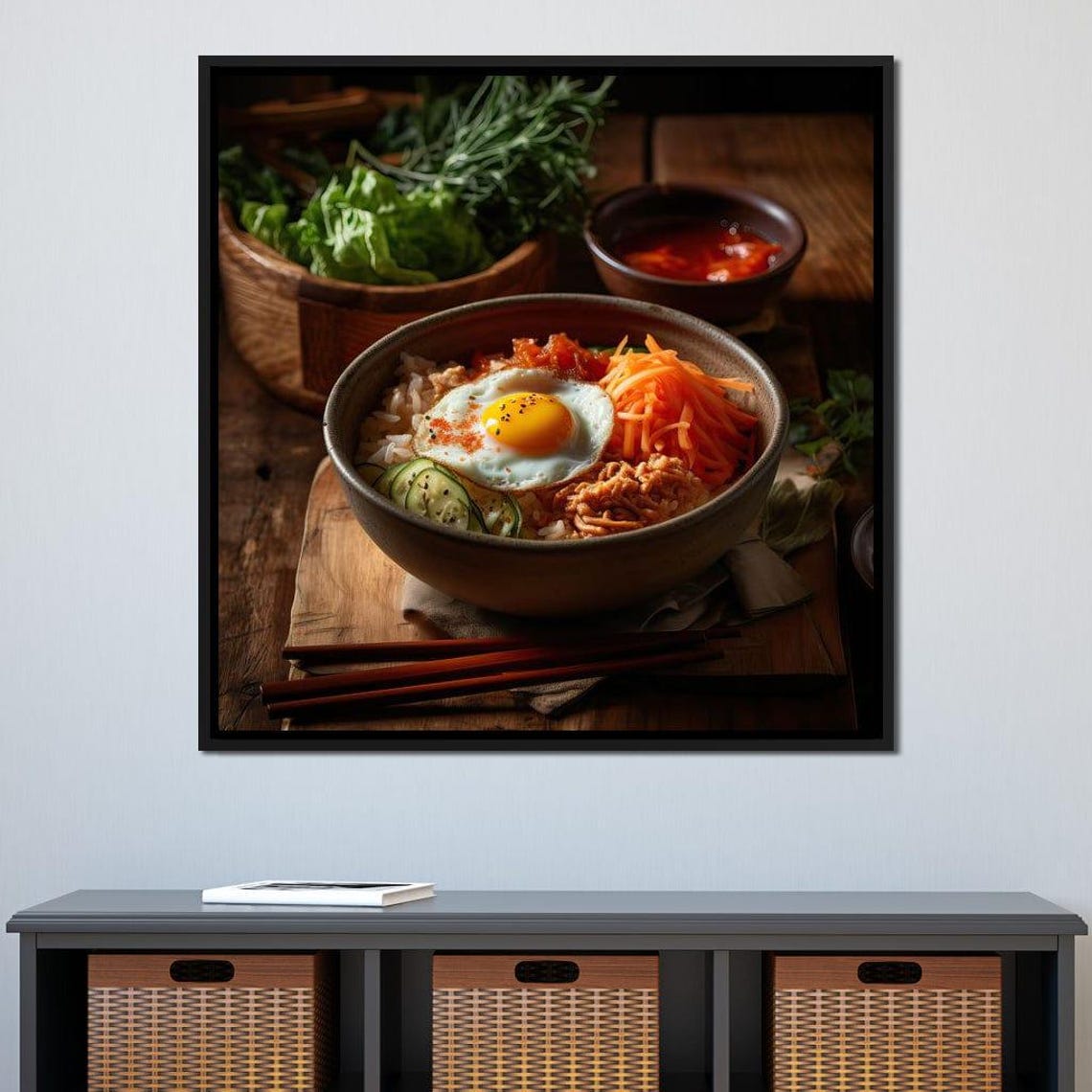 Korean Bibimbap Bowl Fried Egg Vibrant Food Photography Poster - Image 3