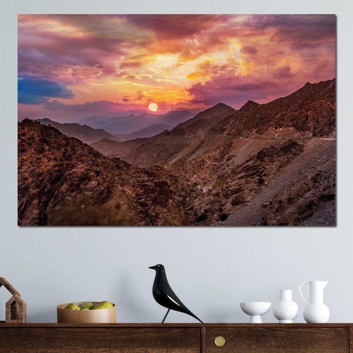 Desert Mountains Scenic Print Mountain Sunset Warm Colors Art Rustic Wall Decor Home Decor Landscape By Nichecanvas - Image 4