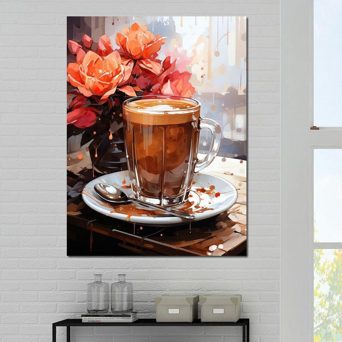 Fresh Coffee Cup Canvas Rustic Home Art Cozy Kitchen Decor Drink Illustration Warm Beverage Art Vertical Print By Nichecanvas - Image 3