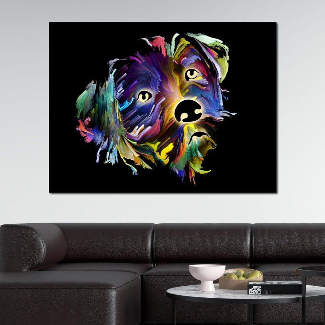 Colorful Dog - Bold Black Background - Image 2