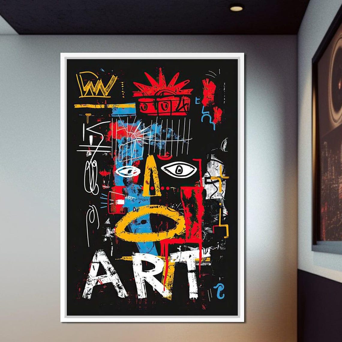 Graffiti Face With Crown Urban Street Art Bold Black Wall Poster - Image 2