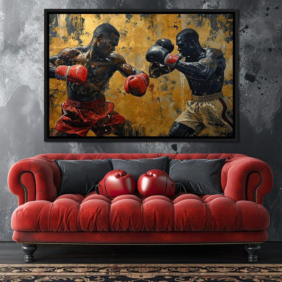Boxing Duel Two Fighters Gold Splash Dynamic Sports Wall Art Poster - Image 2