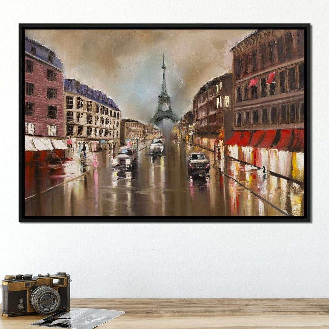 Paris Eiffel Tower Rainy Street Night Lights Cityscape Poster - Image 2