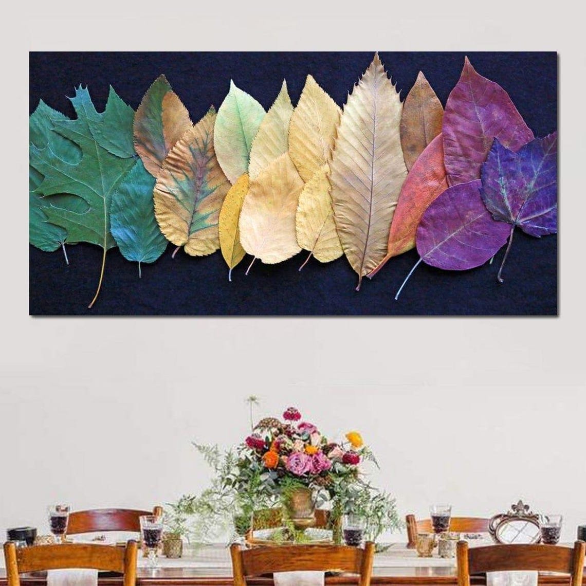 Colorful Autumn Leaves Spectrum Dark Background Botanical Wall Poster - Image 3