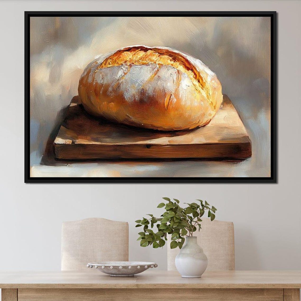 Rustic Artisan Bread Loaf Wooden Board Golden Crust Kitchen Poster - Image 4
