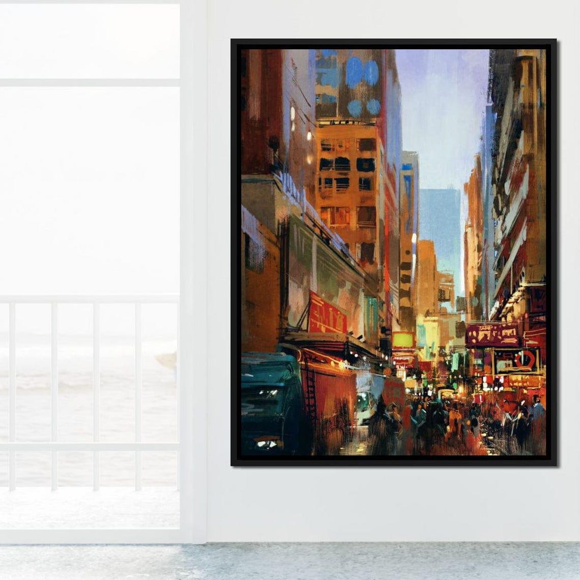 Pyrgonia City Urban Landscape City Scene Art Vibrant Colors Modern Wall Art Colorful Skyline City Life Print By Nichecanvas - Image 2