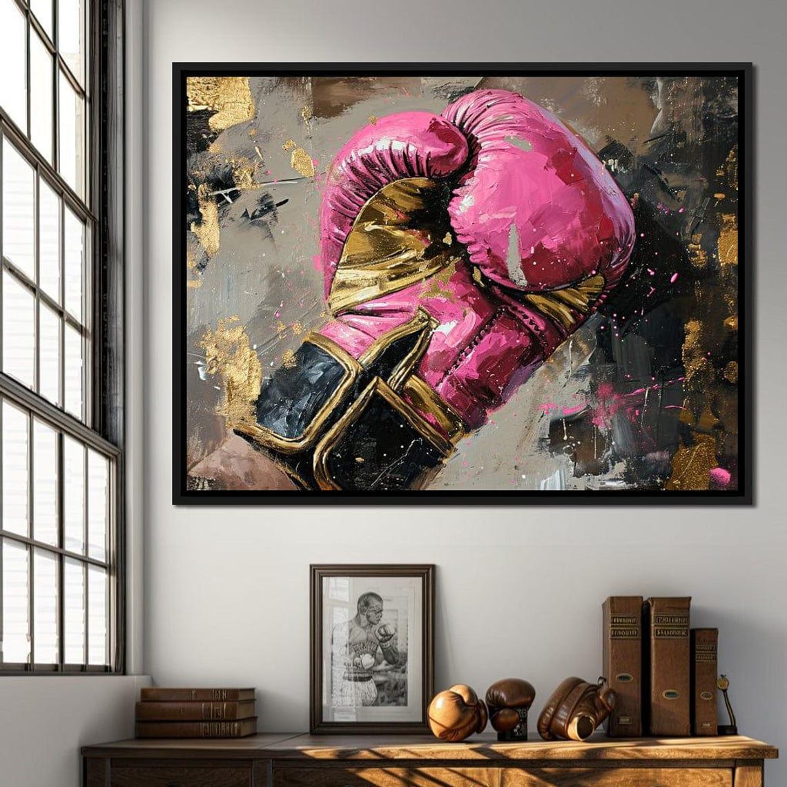 Pink Boxing Glove Gold Black Glam Fight Feminine Sports Art Poster - Image 2