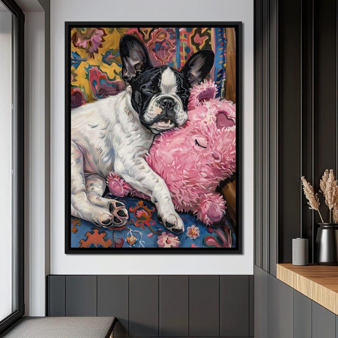 Dreamy Canine Slumber Party French Bulldog Pink Plush Poster - Image 3