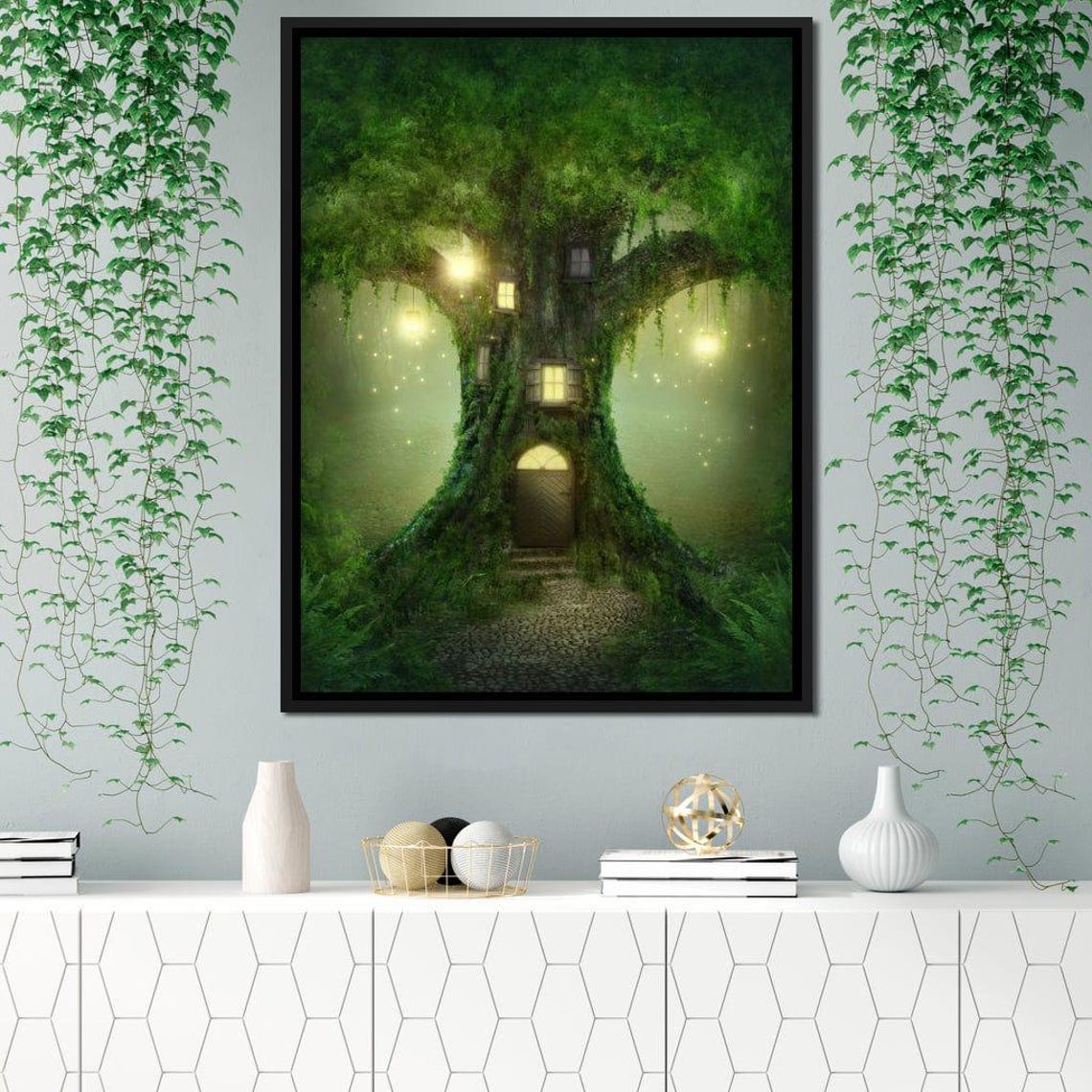 Enchanted Forest Treehouse Magical Night Glow Fantasy Whimsical Poster - Image 2
