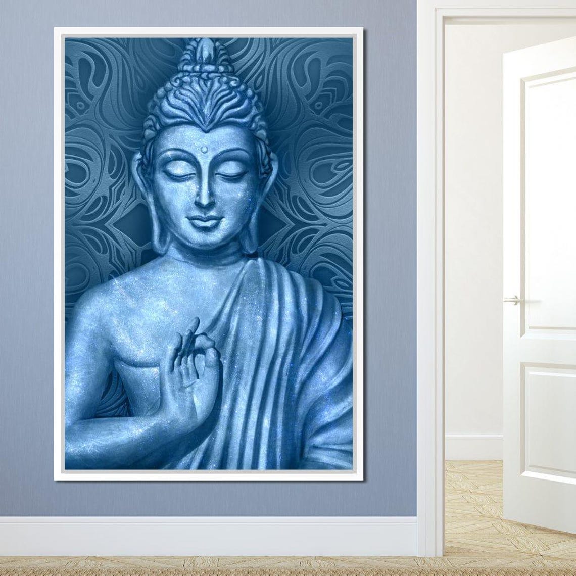 Blue Buddha Serene Meditation Spiritual Zen Mindfulness Wall Art Print