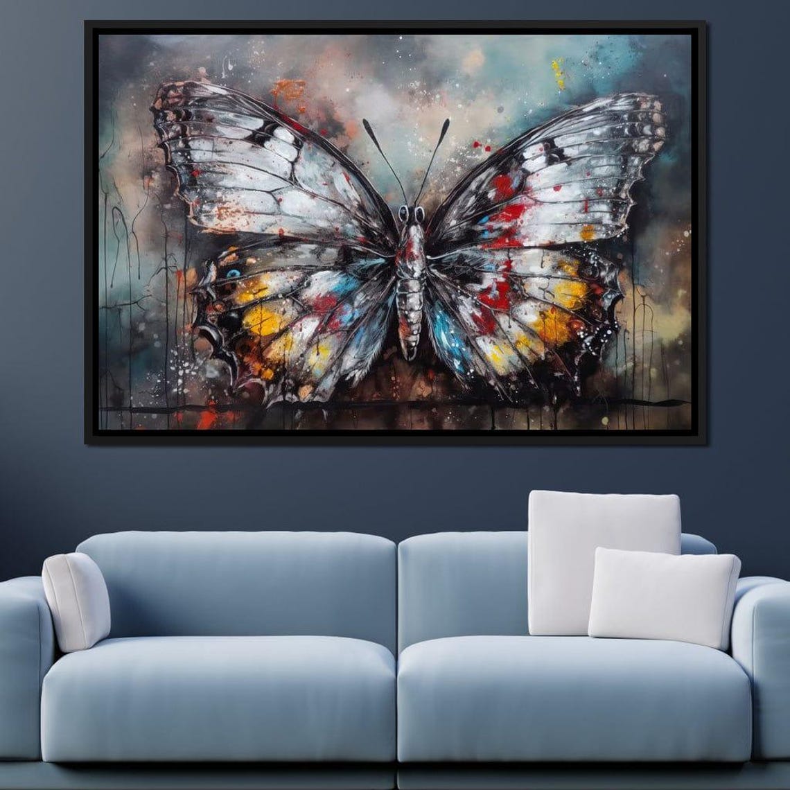 Abstract Butterfly With Splashes Of Color Grungy Graffiti Art Poster - Image 4