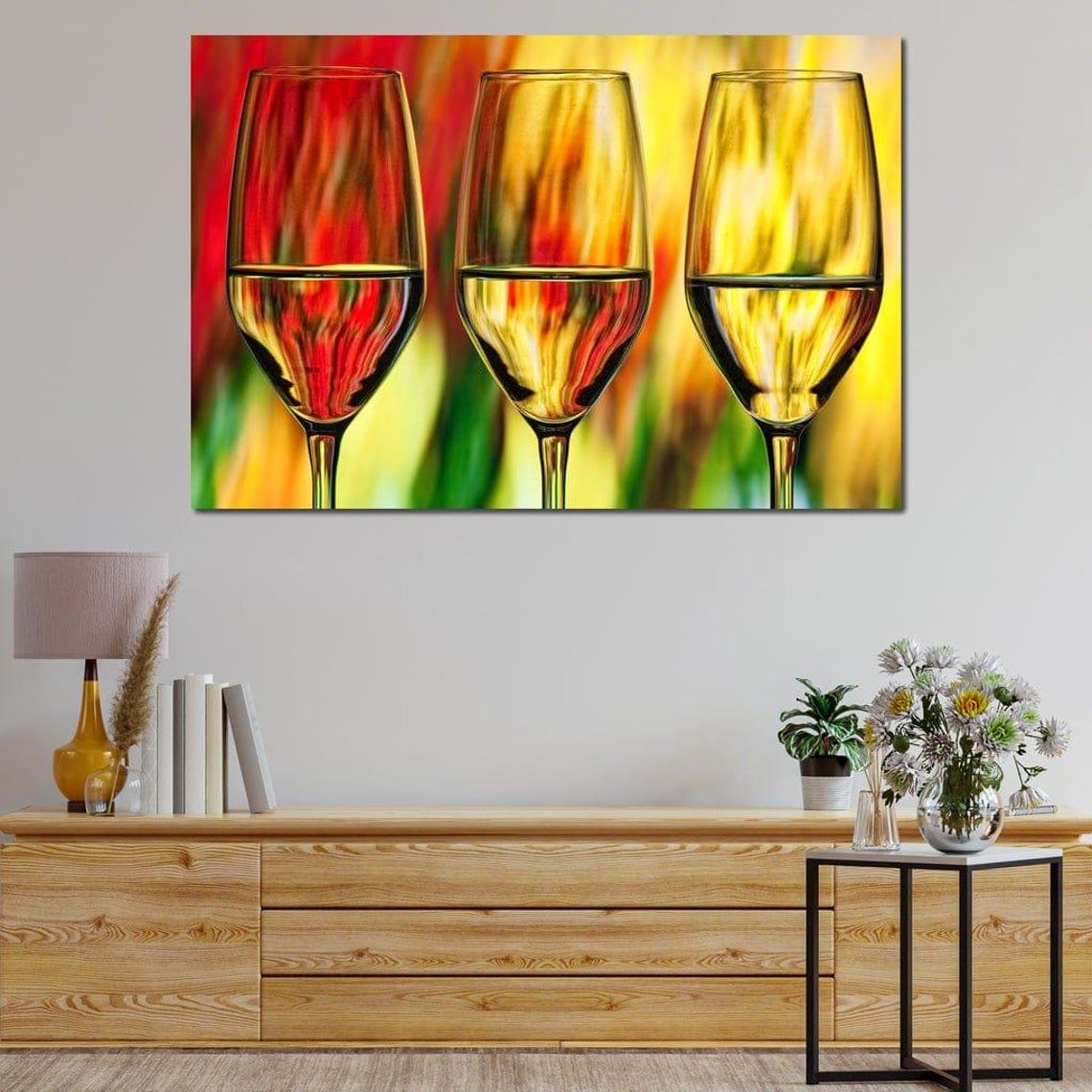 Cheers Three Wine Glasses Vibrant Color Splash Modern Bar Art Poster - Image 2