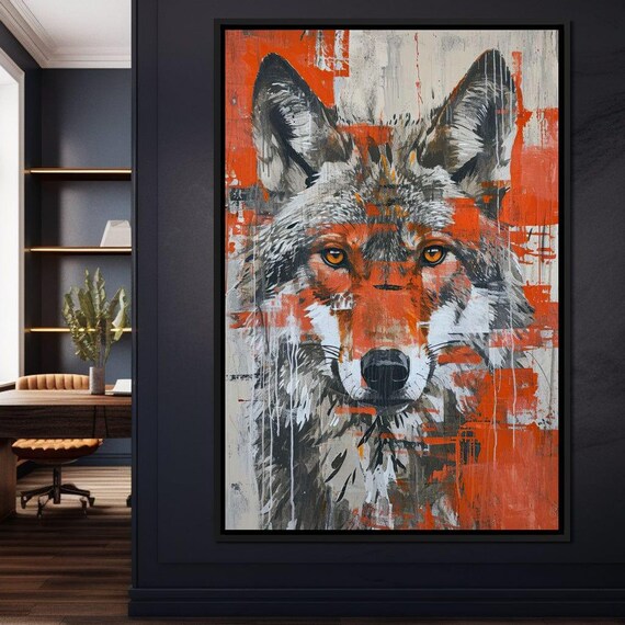 Urban Grey Wolf Bold Street Art Splatter Wildlife Portrait Poster