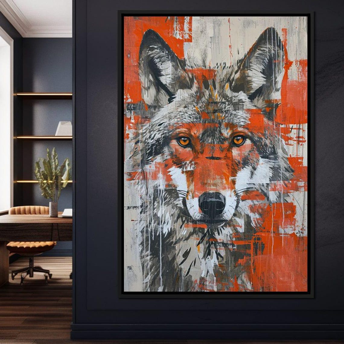 Urban Grey Wolf Bold Street Art Splatter Wildlife Portrait Poster