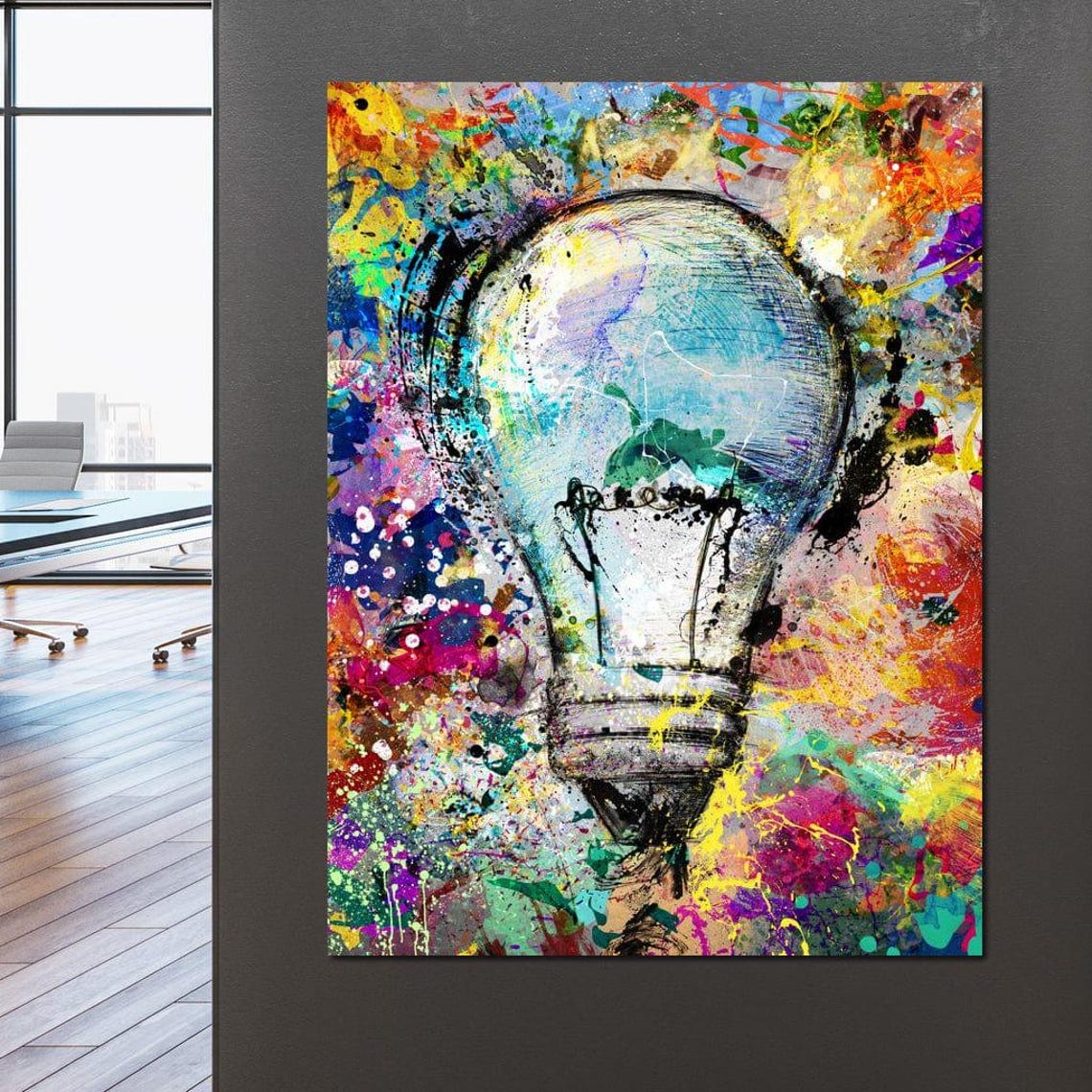 Colorful Lightbulb Art Creative Paint Splash Inspirational Poster - Image 4