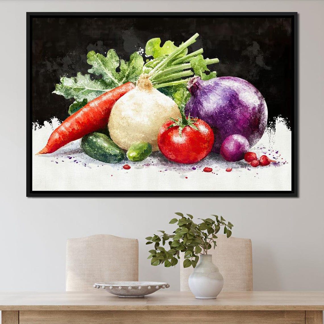 Watercolor Harvest Vegetables Carrot Onion Tomato Dark Rustic Poster - Image 2