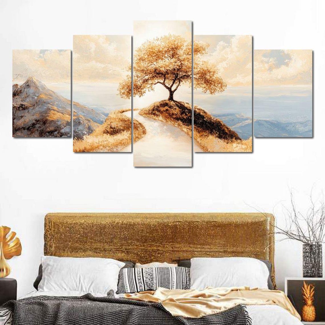 Golden Horizon Pathway Scenic Nature Wall Art Tranquil Home Decor Serene Mountain View By Nichecanvas - Image 4