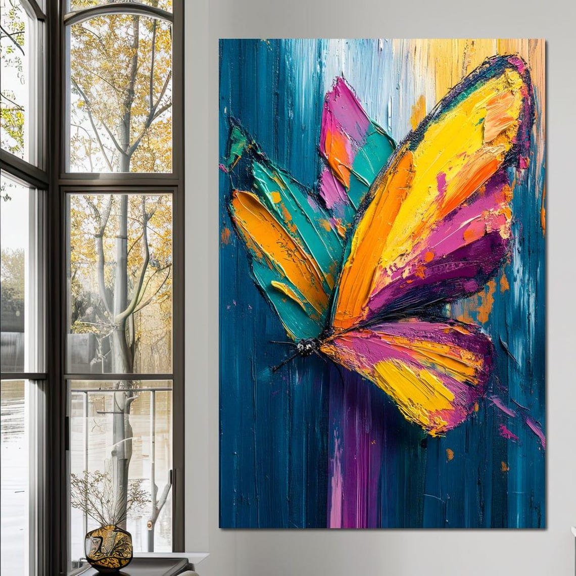 Vibrant Wings Of Fantasy Colorful Butterfly Home Decor Abstract Nature Wall Art Bold Painting By Nichecanvas - Image 3