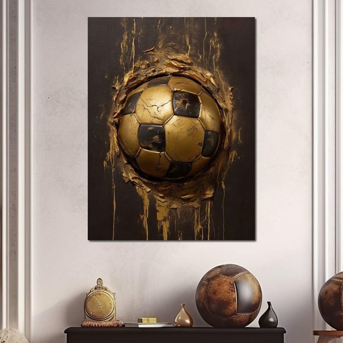 Golden Soccer Ball Black Background Splash Modern Sports Art Poster - Image 4