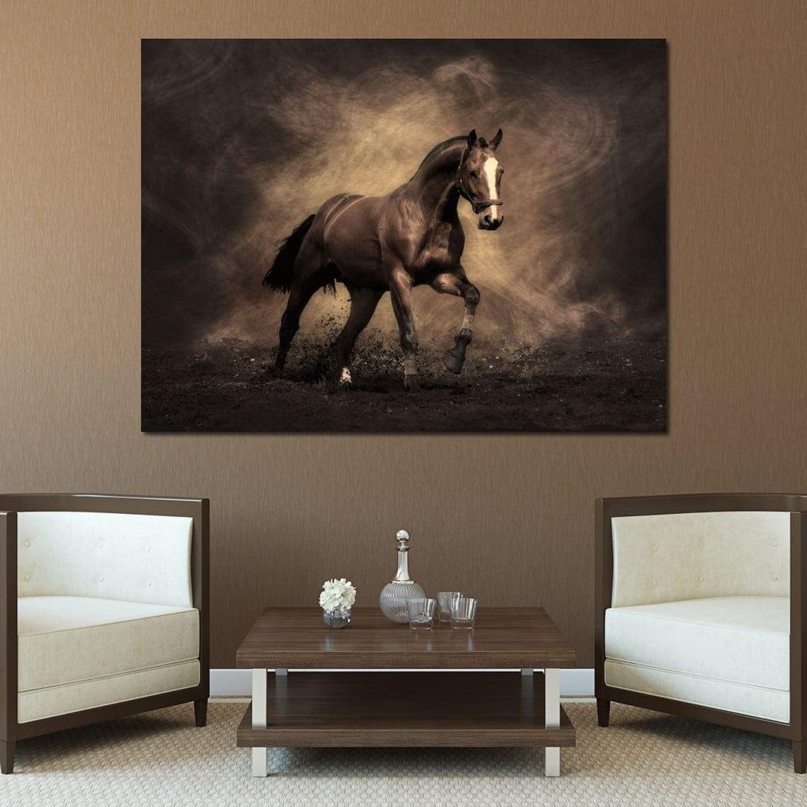 Brown Horse Galloping Sepia Dust Dramatic Equine Photography Poster - Image 2