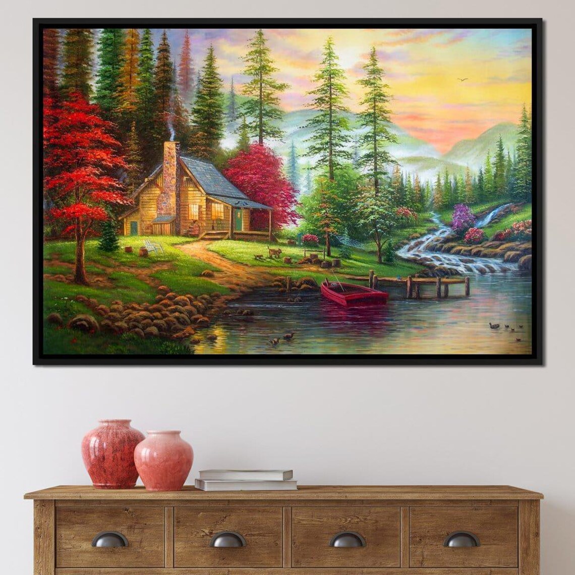 The House by the River, Landscape Art Print