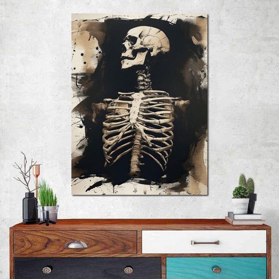 Memento Mori Skeleton Skull Ribcage Ink Dark Macabre Art Print - Image 3