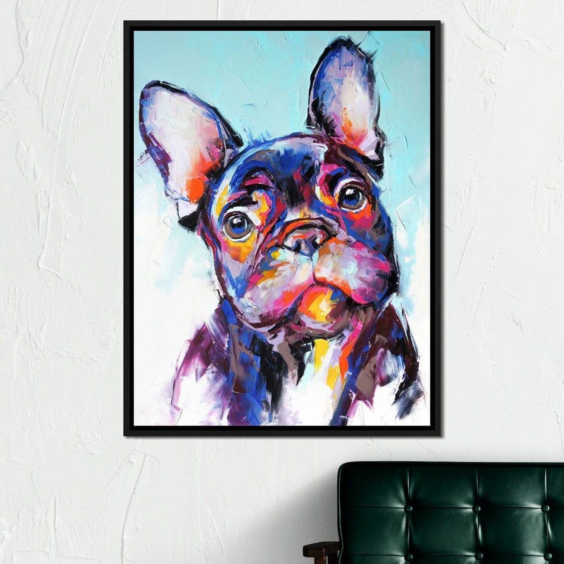Colorful French Bulldog Portrait Abstract Pop Art Dog Wall Decor Print