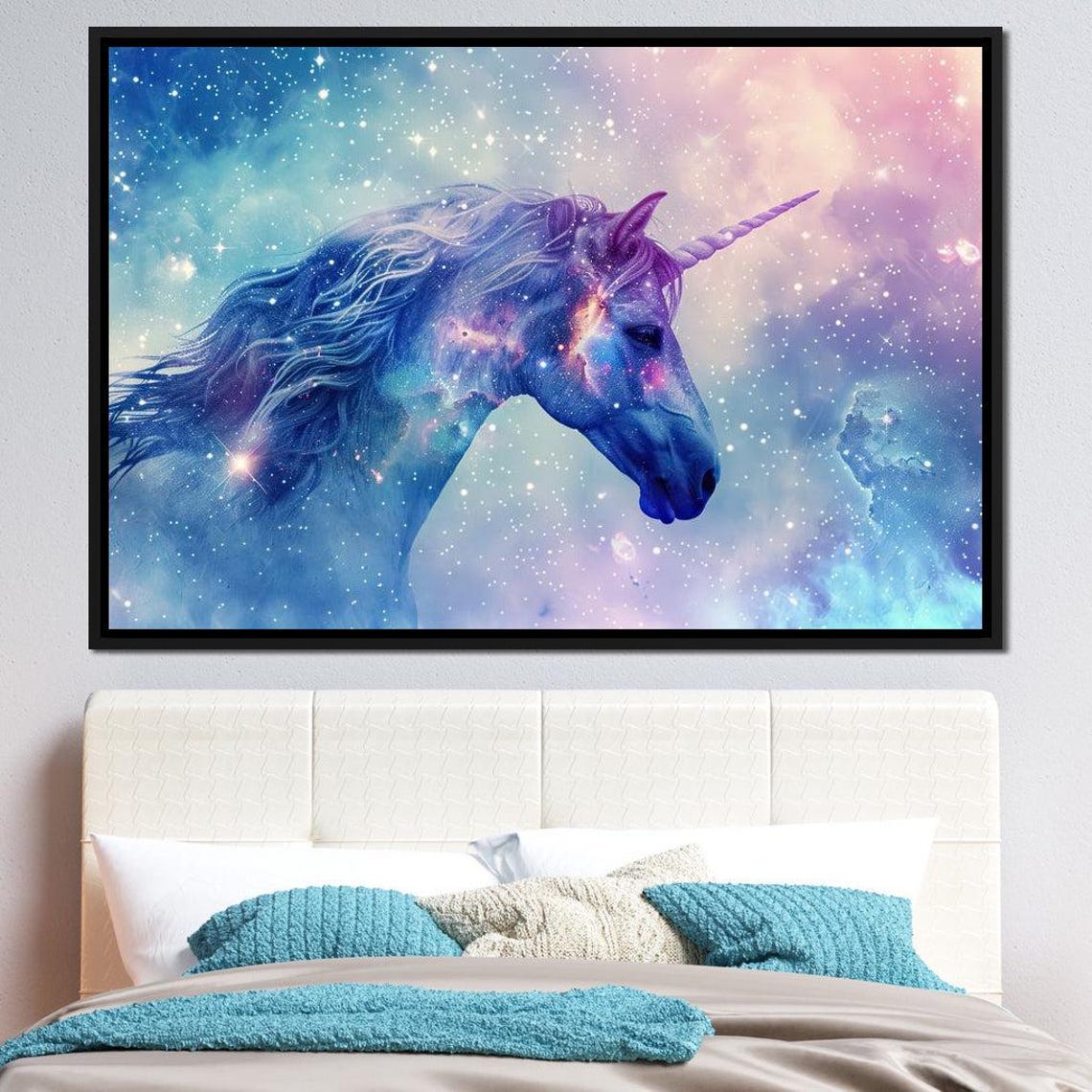 Cosmic Galaxy Unicorn Head Starry Nebula Dream Fantasy Wall Art - Image 3