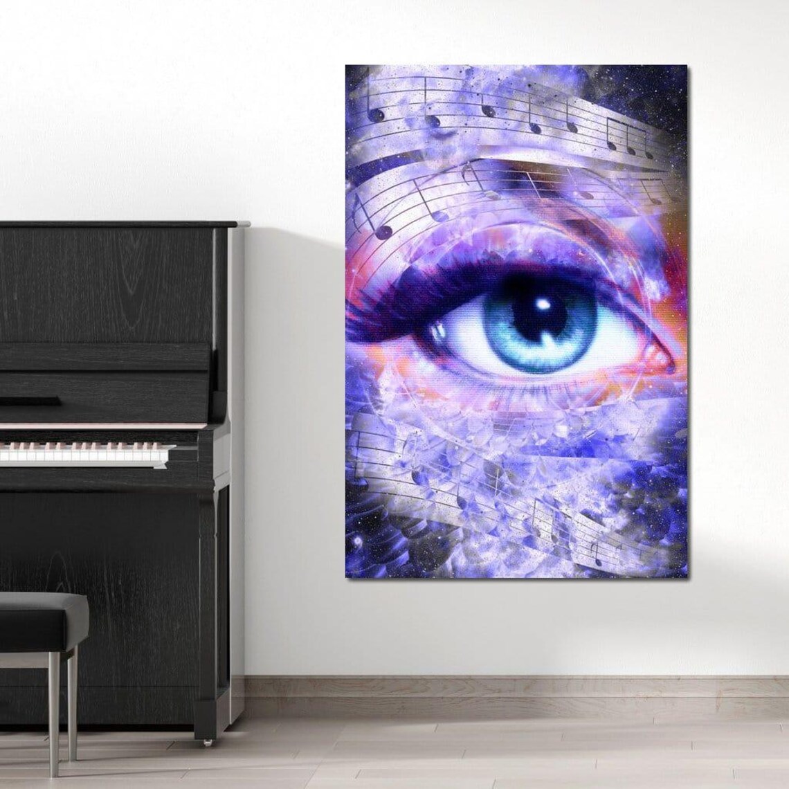 Musical Eye Abstract Sheet Music Purple Blue Fantasy Music Art Wall Poster - Image 3