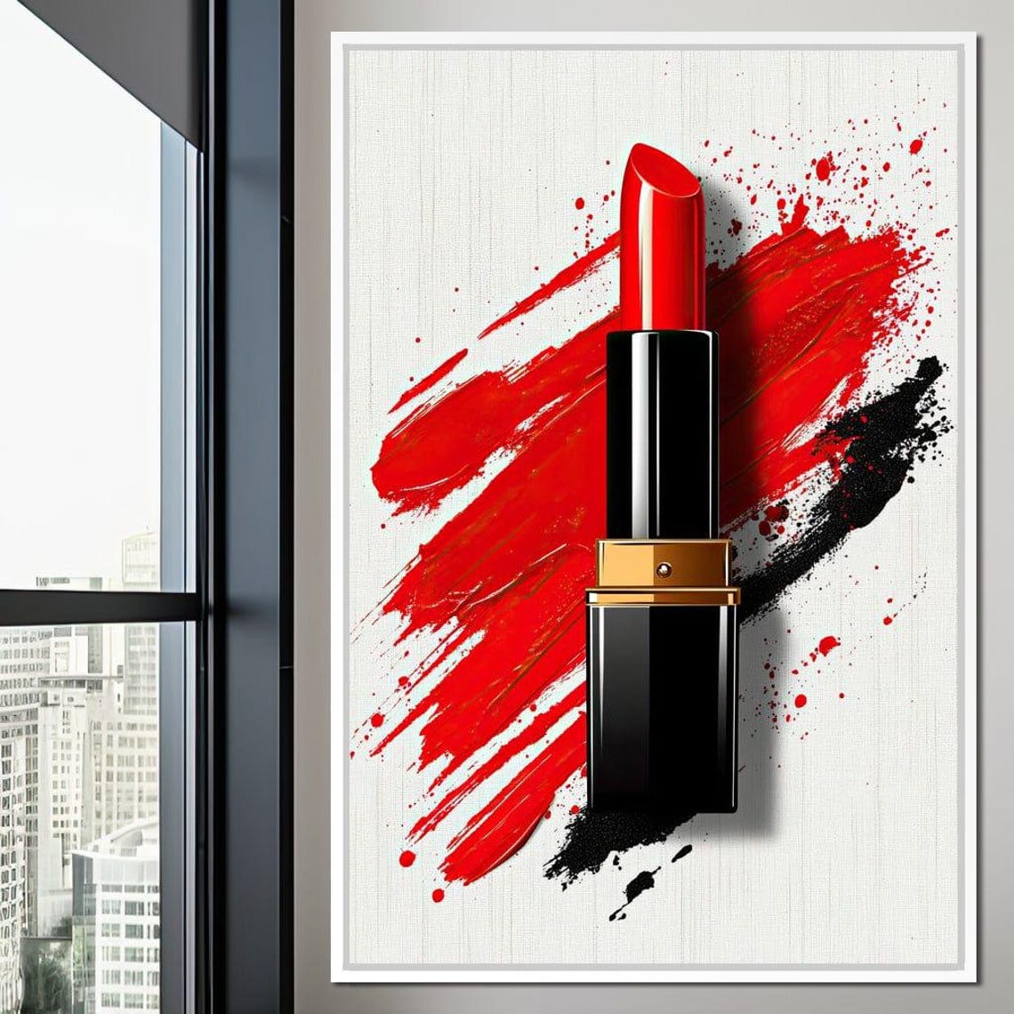 Lipstick Essence Bold Expression Vibrant Modern Wall Art Beauty Home Decor Red Black By Nichecanvas - Image 4