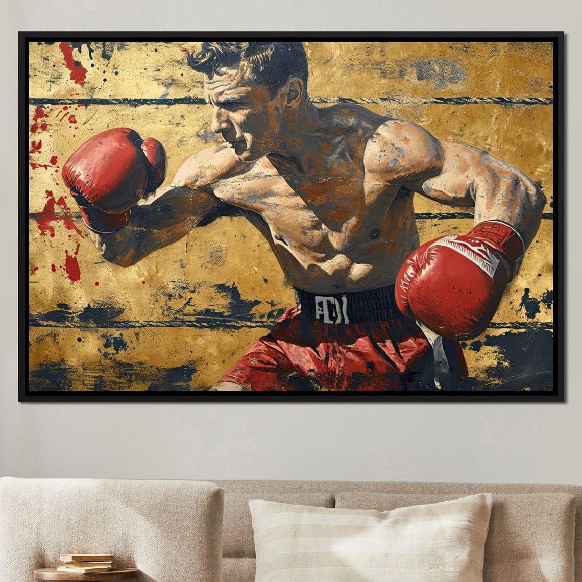Vintage Boxer Red Gloves Gold Grunge Fight Sports Art Poster - Image 4