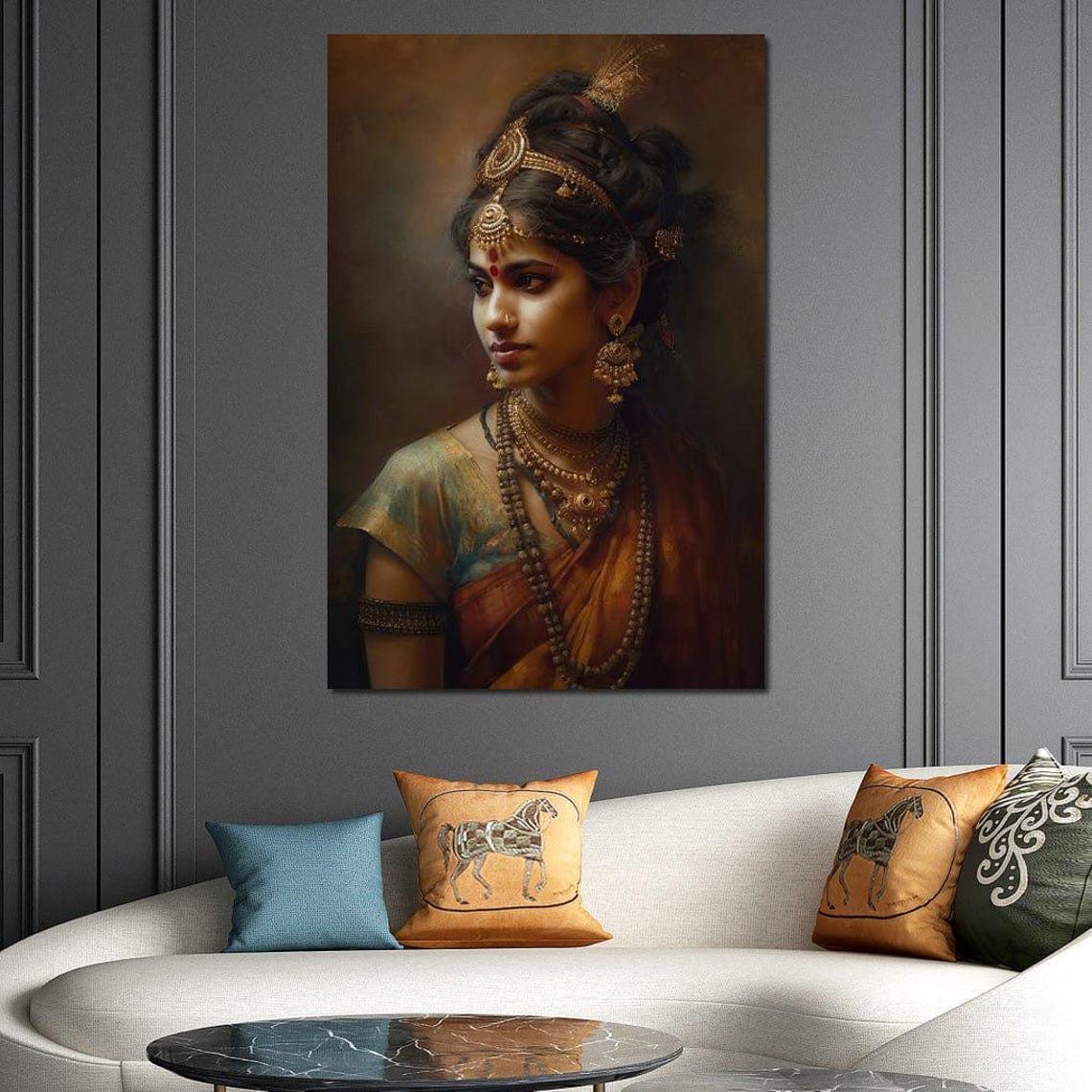 Portrait Of Radha Hindu Goddess Art Indian Cultural Home Decor Traditional Beauty Spiritual Essence Wall Art By Nichecanvas - Image 2