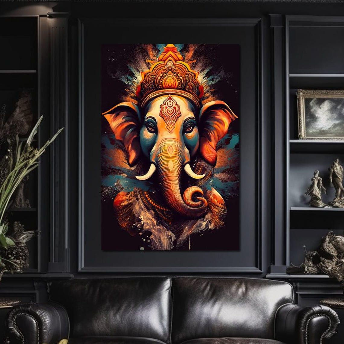 Ganesha Blessing Vibrant Elephant Deity Hindu Spiritual Poster - Image 4