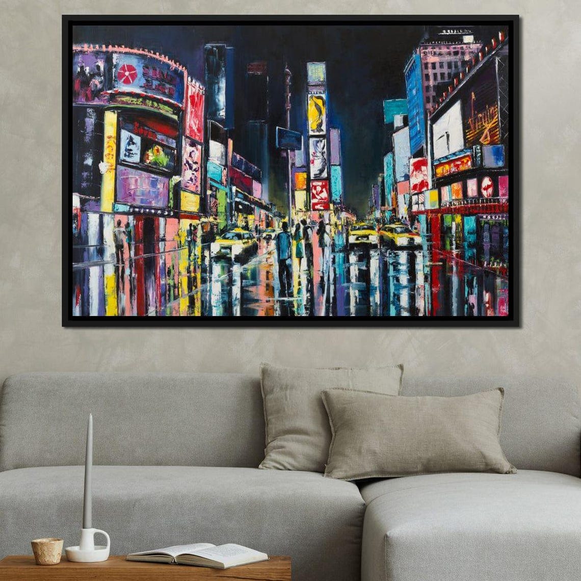 Times Square New York Night Lights Colorful City Street Art Poster - Image 2