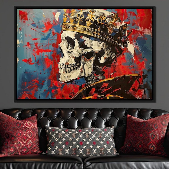 Crowned Skull King Dark Fantasy Red Blue Gothic Wall Art Poster