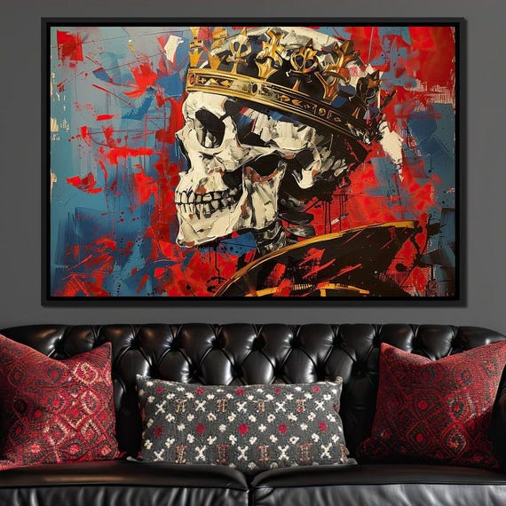 Revelation Of Regal Skeletons Bold Dark Fantasy Kingly Skull Gothic Wall Art Home Decor Modern Horror Artwork By Nichecanvas