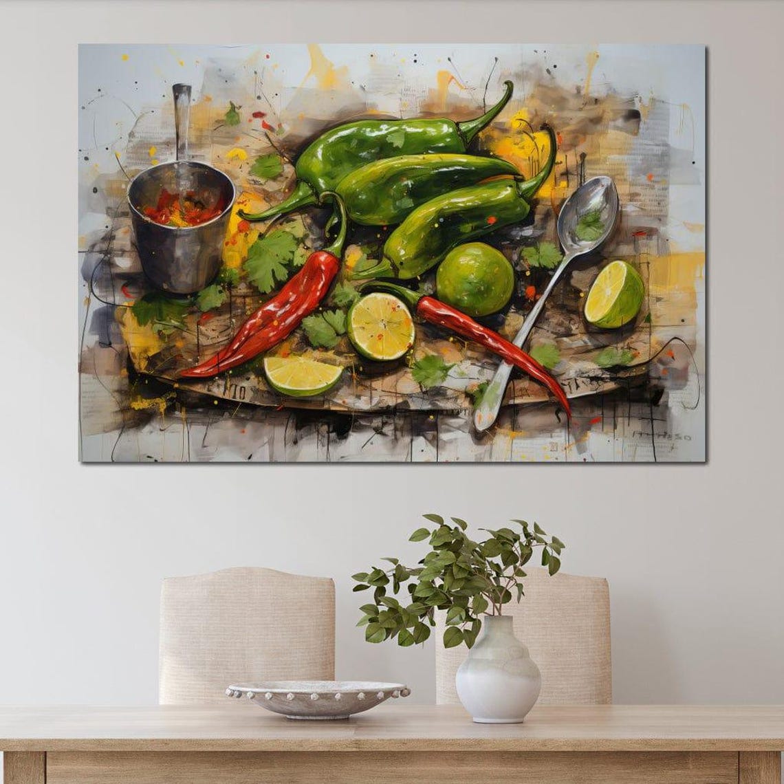 Chili Lime Cilantro Watercolor Still Life Zesty Kitchen Culinary Print - Image 2