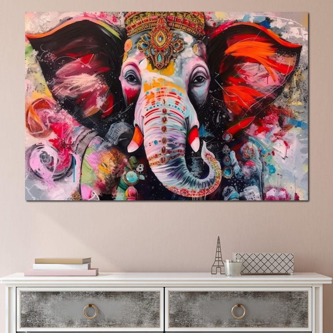 Lord Ganesha Vibrant Abstract Multicolor Splash Spiritual Deity Poster - Image 4