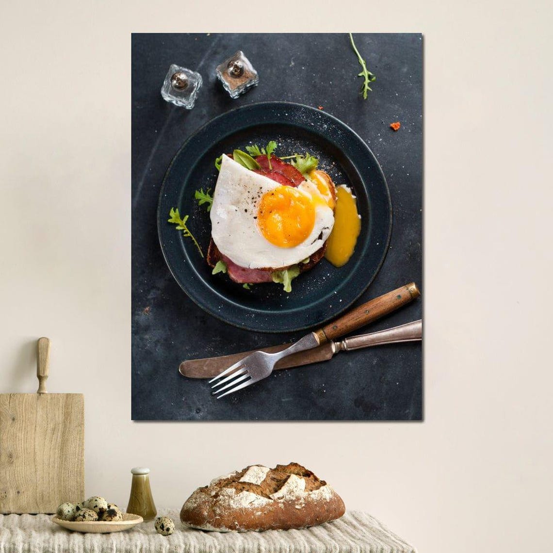 Sunny Side Egg Breakfast Food Photography Rustic Kitchen Art - Image 4