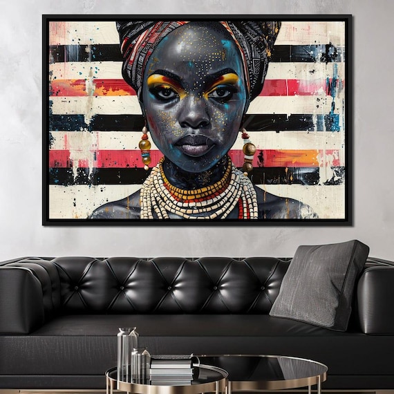 Stellar Gaze Of Sable Grace Sakeem Gibbs African Art Cultural Wall Art Modern Home Decor Unique Portrait Painting By Nichecanvas