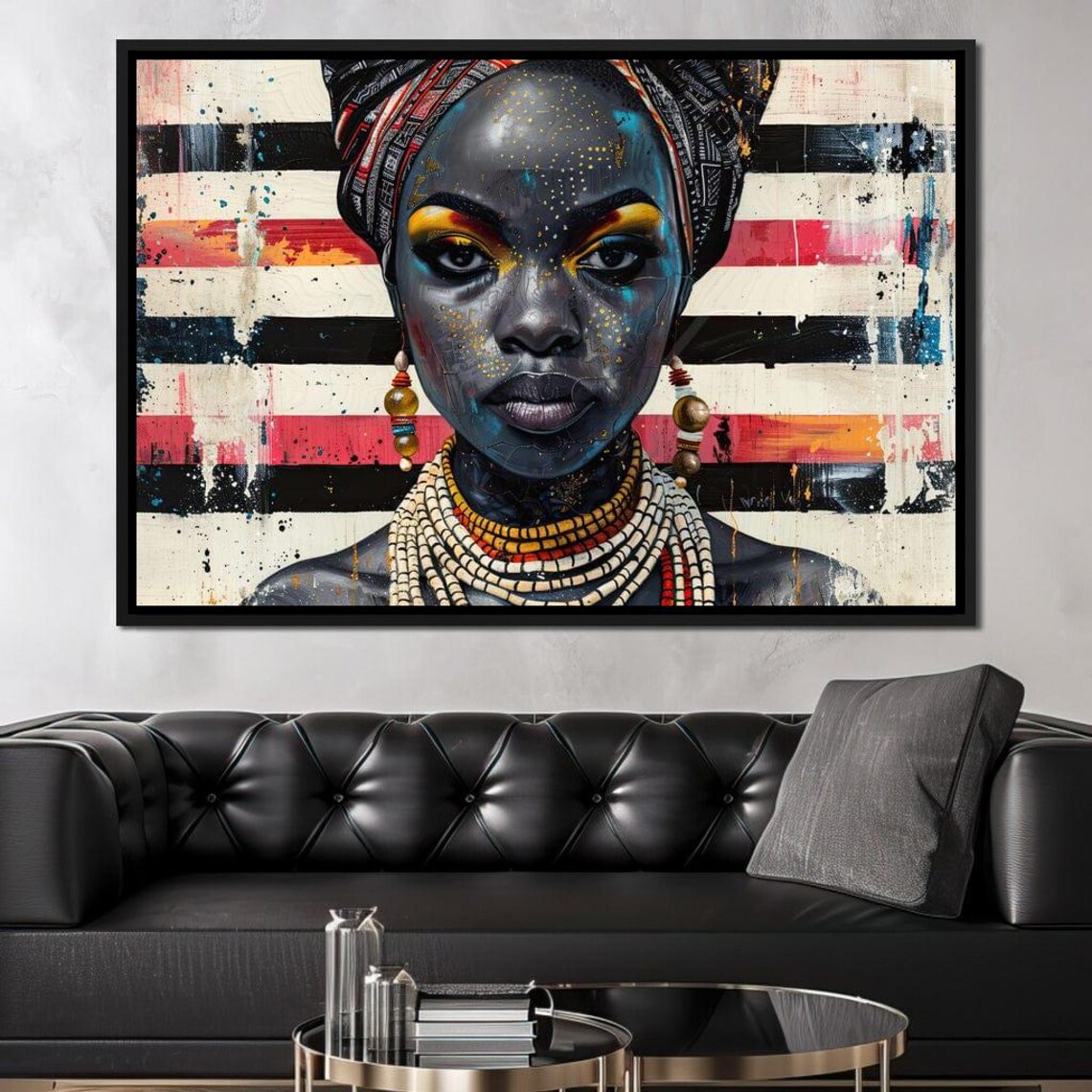 Stellar Gaze Of Sable Grace Sakeem Gibbs African Art Cultural Wall Art Modern Home Decor Unique Portrait Painting By Nichecanvas