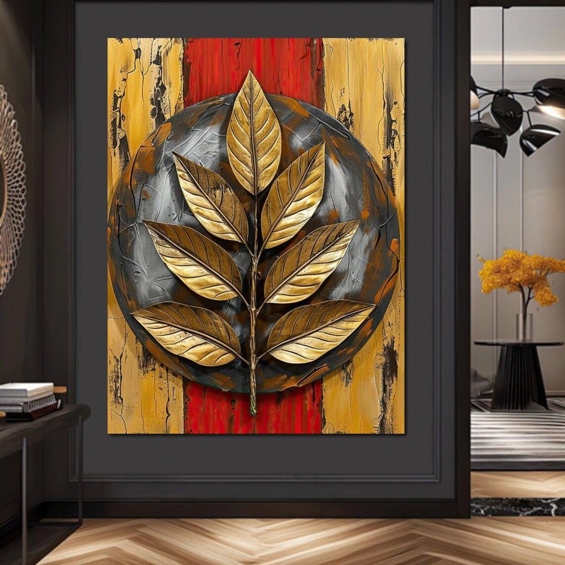 Golden Botanical Orbit - Abstract Botanical Art - Image 3